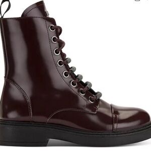 NWOB DKNY Brown Leather Lace Up Combat Boots - Size 9